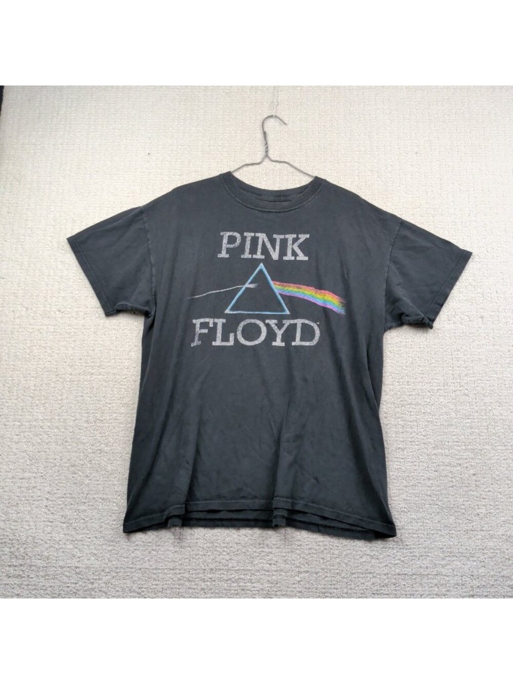 Pink Floyd T Shirt Sz L Dark Side of the Moon Black 2012 Retro Distressed Black
